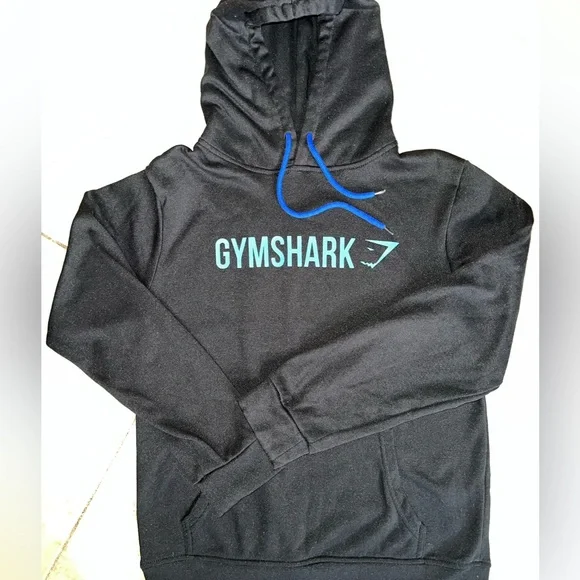 Gymshark Black Hoodie with Blue Accents - Picture 1 of 6